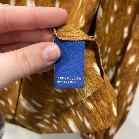 Cara Santana + Apt. 9 Mock Neck Shirred Blouse Size XS in Camel Dot - Picture 6 of 10